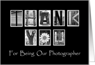 Thank You to our Wedding Photographer - Alphabet Art card
