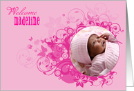 Welcome Baby Girl Announcement card