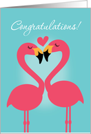 Cute Flamingos Lesbian Wedding Congratulations card