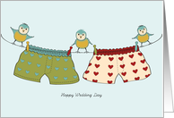 Happy Wedding Day - Heart Underpants Washing Line card