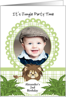 Party in the Jungle Lion 2nd Birthday Photo Invitation Card