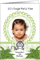 Party in the Jungle Grey Tiger 3rd Birthday Photo Invitation Card