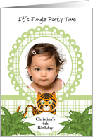 Party in the Jungle Tiger 4th Birthday Photo Invitation Card