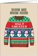 Humorous Ugly Christmas Sweater with Snowmen card
