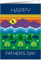 Father’s Day Mountains River and Wild Animals card