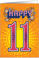 Happy 11th Birthday, Stars and Flowers card