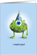 Cute Party Monster Character Humorous Birthday Invitation card