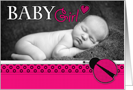 Baby Girl Little Ladybug Photo Birth Announcement card