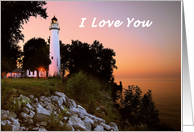I Love You, Lighthouse At Sunset card
