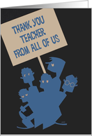 From All of Us -Thank You Teacher, Boys Holding a Sign, Vintage, Retro card