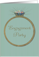 Retro Engagement Party Invitation Vintage Diamond Ring, Glitter-effect card