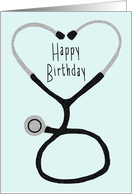 Stethoscope Forming a Heart - Happy Birthday Card for Nurse card