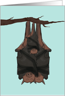 New Baby Announcement, Bats Hanging on Branch Together card