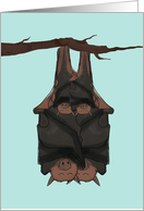 New Twin Babies Announcement, Bats Hanging on Branch Together card