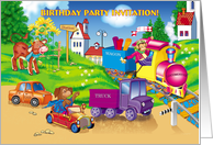 Birthday Invitation Train and car! card