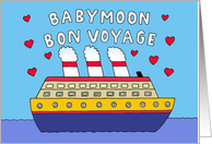 Baby Moon Bon Voyage Romantic Cruise Ship with Hearts card