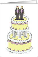 Congratulations in French Male Couple Wedding Cake and Grooms card