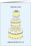 Thank You from Both of Us Wedding or Civil Union Stylish Cake card