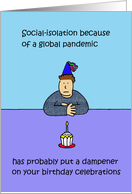 Coronavirus Self-isolation Birthday Cartoon, Humor for Him. card