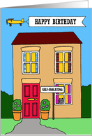 Coronavirus Self-isolation Happy Birthday House Cartoon Humor card