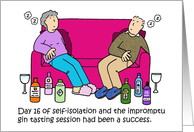 Coronavirus Self-isolation Gin Tasting Cartoon Couple Humor card