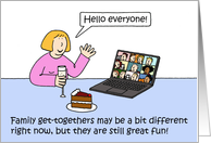 Coronavirus Family Virtual Get togethers on the Computer Cartoon card