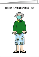 Happy Grandparents Day September 8th Cartoon Grandma in Face Mask card