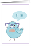 Hello Bluebird with Glasses and Mask, Thinking of You card