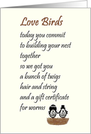 Love Birds - a funny wedding & marraige congratulations poem card