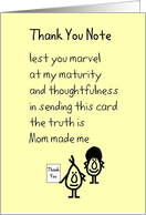 Thank You Note - A funny thank you poem card