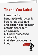 Thank You Label - a funny Thank You poem card