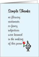 Simple Thanks - a funny thank you poem card