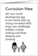 Curriculum Vitae - a funny birth announcement poem card