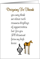Deigning To Thank - a funny thank you poem card