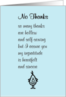 No Thanks - a funny thank you poem card