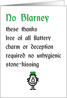 No Blarney, A Funny Thank You Poem card