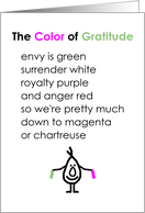 The Color of Gratitude, A Funny Thank You Poem From Him card