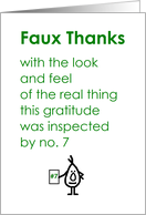 Faux Thanks A Funny Thank You Poem card