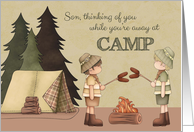Son Summer Camp Thinking of You, Boy Campers, Campfire, Tent card