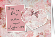 To Wife on Anniversary - Floral Heart Scrapbook card