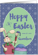 To Grandson, Hoppy Easter Bunny Artist painting egg card