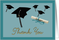 Blue Graduation Thank you - Graduation Cap card