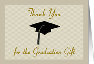 Tan Graduation Thank You - Graduation Cap card