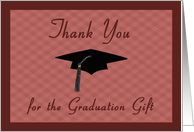 Burgundy Graduation Thank You - Graduation Cap card