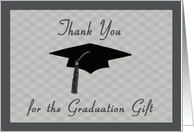 Grey Graduation Thank You - Graduation Cap card