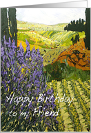 Landscape with Wildflowers - Happy Birthday Friend card