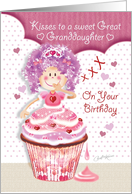 Birthday for Great Granddaughter - Princess Cupcake Blowing Kisses card