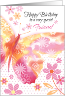 Birthday for Friend - Decorative Pink and Lemon Butterfly card