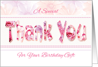 Birthday Gift, Thank You - Thank You Words in Floral Design card