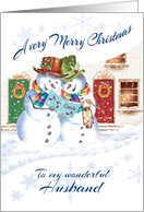 Gay, Christmas, for Husband-2 Carol Singing Snowmen in the City card